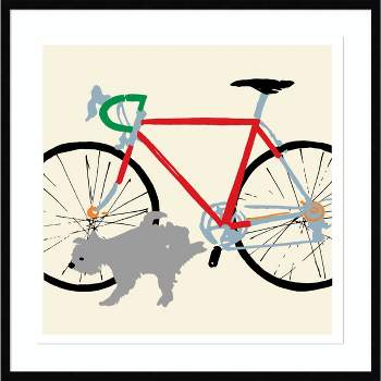 33" x 33" A Bike for The Boys Dog by Jenny Frean Wood Framed Wall Art Print - Amanti Art