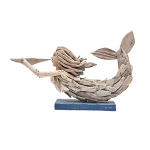 Beachcombers Driftwood Mermaid W/ Trumpet On Base - 1 of 4