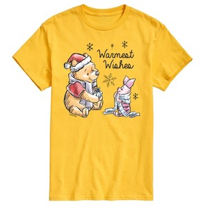 Men's - Winnie the Pooh - Pooh & Piglet Warmest Wishes Christmas Short Sleeve Graphic T-Shirt - 1 of 4