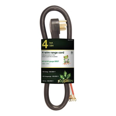 GoGreen Power (GG-27204) 4' 4-Wire Range Cord, 50 Amp, 4 Ft.