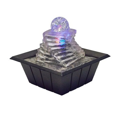 NAYSAYE Fountain Polyresin Spiral Ice Design with Cascading Water for Meditation Room Garden Indoor, Clear, 7.75"*7.75"*3"