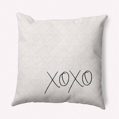 16"x16" 'XOXO' with Hearts Valentines Square Throw Pillow - e by design