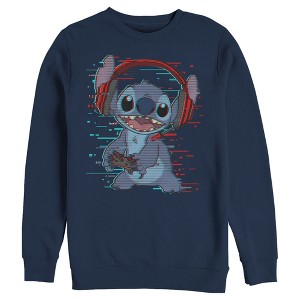 Men's Lilo & Stitch Red and Blue Gamer Sweatshirt - 1 of 4