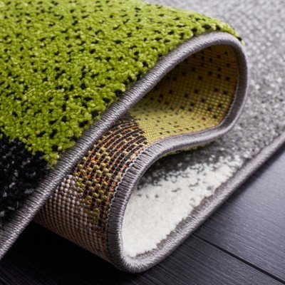 Grey and Green Abstract Synthetic 8' x 10' Area Rug