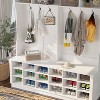 FUFU&GAGA White 63"W 18 Shoe Cubbies Wide Hall Tree With Hooks - 2 of 4