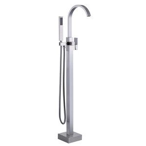 WOWOW Waterfall Single-Handle Freestanding Tub Faucet with Handshower, Floor Mounted Tub Filler Faucet - 1 of 4