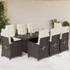 vidaXL 9 Piece Patio Dining Set - Poly Rattan with Cushions & Tempered Glass Table - Adjustable Reclining Chairs for Garden, Backyard, Patio - 2 of 4