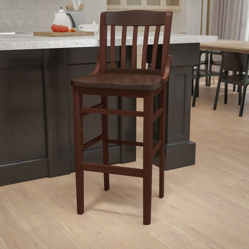 Flash Furniture HERCULES Series Finished School House Back Wooden Restaurant Barstool, 3 of 13