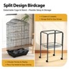 Multi-Level Rolling Bird Cage with Storage Shelf, 59.8" Metal Parrot Cage, 4 Access Doors, Removable Tray, Perches, Food Bowls, Detachable Stand - 4 of 4