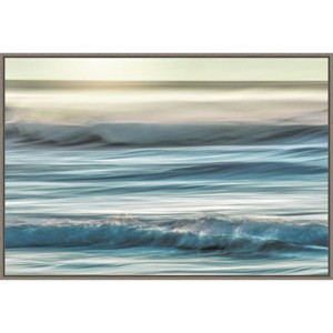 33" x 23" Motion Blur of Sunset on Coast by Don Paulson Danita Delimont Framed Canvas Wall Art Print - Amanti Art: Seascape Artwork - 1 of 4
