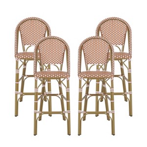 4pk Kinner Outdoor Aluminum French Bar Stools Rust/White - Christopher Knight Home: Wicker Weave, UV & Weather-Resistant - 1 of 4