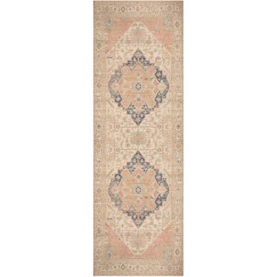 Nourison Vintage Washables Floral Bordered Non-Slip Indoor Rug