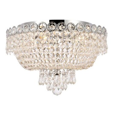 Elegant Lighting Century 4 light Chrome Flush Mount Clear Royal Cut Crystal