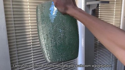 Mermaid Blue Mosaic Glass Cylindrical Bathroom Wastebasket