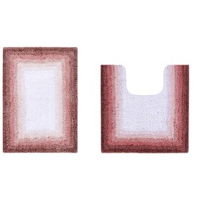 Torrent Collection 2 Piece 100% Soft Cotton Tufted Weave Bath Rug Set, Ombre Pattern, Super Soft & Absorbent, Machine Washable Bathroom Mats - 1 of 4