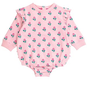RuffleButts Baby Girls Sweatshirt Bubble Romper - 1 of 4