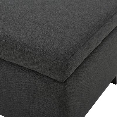 Dark Grey Birch Fabric Storage Ottoman with Legs