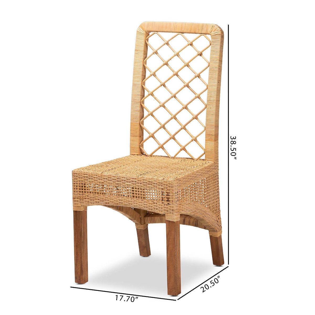 2pc Moscow Rattan and Wood Dining Chair Set Natural/Walnut - bali & pari - thumbnail 9