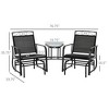 Outdoor Glider Chairs with Coffee Table, Patio 2-Seat Rocking Chair Swing with Breathable Sling for Backyard - 3 of 4