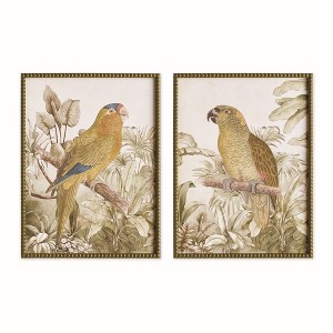 Plum & Post Tropical Parrot Prints, Set of 2 - Brown/Green - Fir Wood - 1 of 4