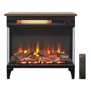 QingMoon 3-Sided Glass Fireplace, 24" Electric Fireplace Stove, 1500W Infrared Heater with Overheat Protection for Living Room, Bedroom - 1 of 4