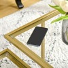 Resenkos Coffee Table, Tempered Glass Coffee Table with 2 Square Tabletops, Modern Coffee Tables, Adjustable Foot Pads, Assembly required, Gold - 2 of 4