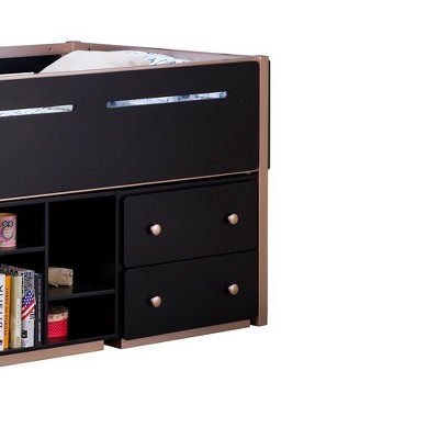 22" Prescott Youth Bookshelf in Black and Rose-Gold for Kids