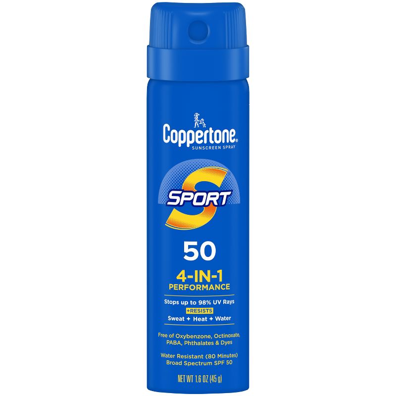 Coppertone Sport Sunscreen Spray - Water Resistant Spray Sunscreen - SPF 50 - 1.6 oz, 1 of 12