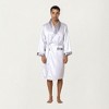 Anna-Kaci Men's Satin Robe with Shawl Collar Waist Tie and Front Pockets - 3 of 4