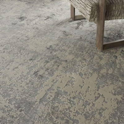 Abstract Elegance 7'10" x 10'6" Grey and Ivory Modern Area Rug