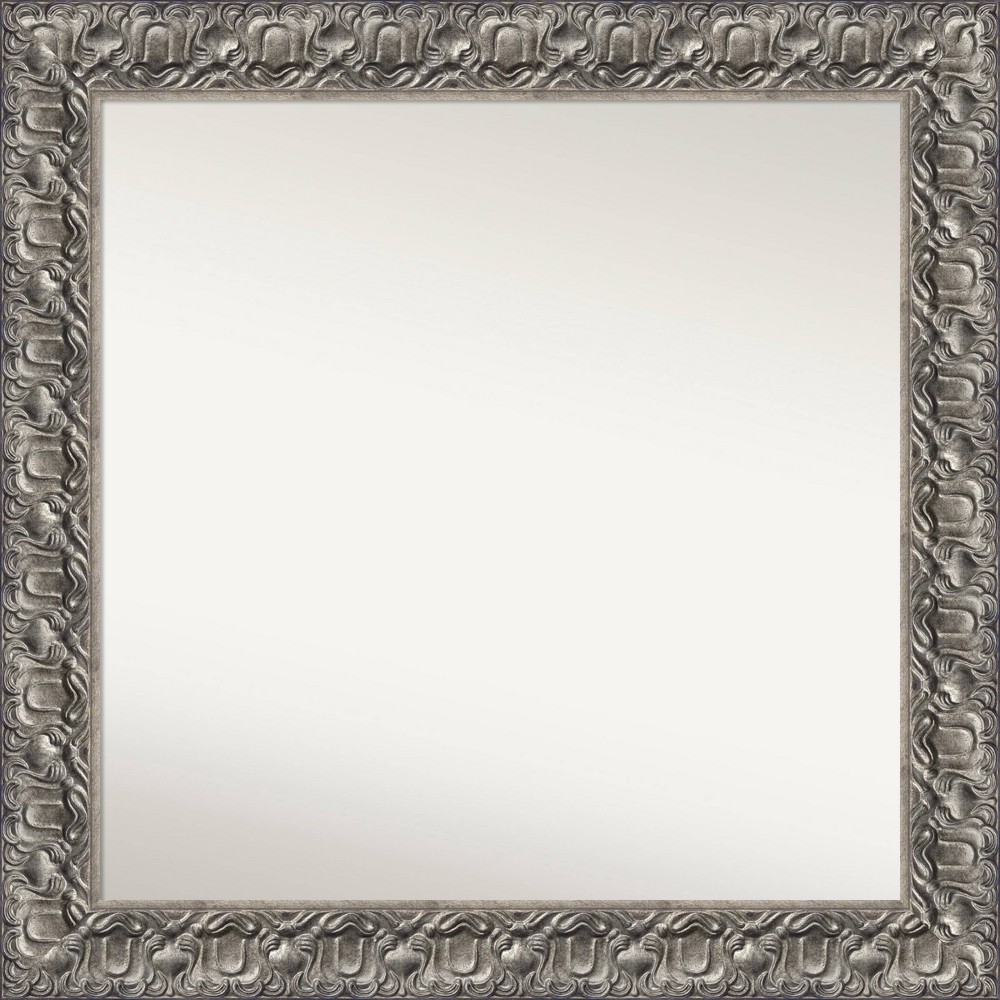 32" x 32" Silver Luxor Wood Bathroom Wall Mirror - Amanti Art: Modern Square, Includes Mounting Hardware