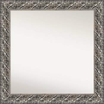 32" x 32" Non-Beveled Silver Luxor Wood Bathroom Wall Mirror - Amanti Art