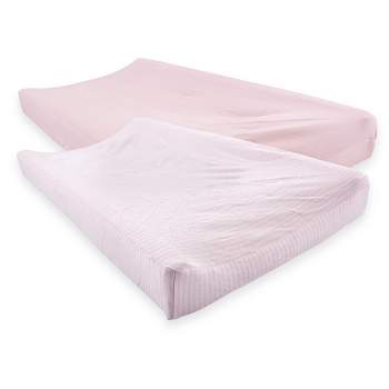 Touched by Nature Baby Girl Organic Cotton Changing Pad Cover, Barely Pink, One Size