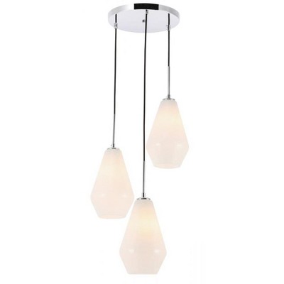 Elegant Lighting Gene 3 light Chrome and Frosted white glass pendant
