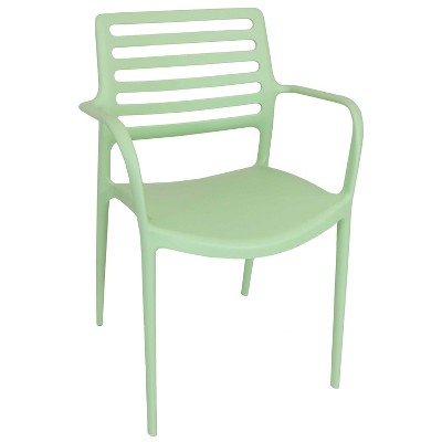 Sunnydaze Plastic All-Weather Commercial-Grade Astana Indoor/Outdoor Patio Dining Arm Chair, Light Green