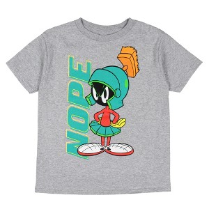 Seven Times Six Looney Tunes Boys' Marvin the Martian Character NOPE T-Shirt Top Crewneck Grey - 1 of 3