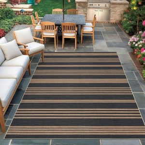 Washable Modern Stripe Accent Rug, Non Slip Non Shedding Carpet, Foldable Low Pile Mat for Laundry Bedside Bedroom Living Room - 1 of 4