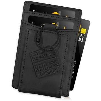 Fidelo Leather Slim Card Holder Wallet With a Powerful Magnetic Money Clip - Black