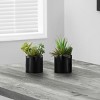 SEVOBAL Planters Set of 2 Artificial Succulent Plants 7" Tall in Glossy Black Pots for Modern Table Decor, Green, 5.5"*4.5"*7" - 3 of 4