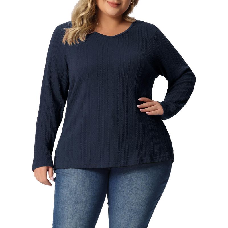 Agnes Orinda Women's Plus Size Knit Thin Fall Winter Trendy Crochet Comfy Pullover Blouse, 1 of 6