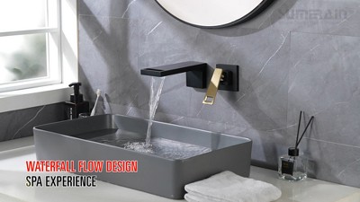 Matte Black Brass Wall Mount Waterfall Bathroom Faucet