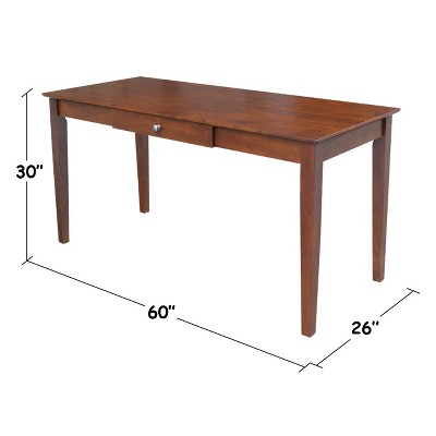 Espresso Transitional Home Office Desk with 3 Drawers, 60" Wide