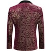 Men's Gold-Foil Printed Suit Jacket Blazer with Velvet-Like Base Fabric - 3 of 4