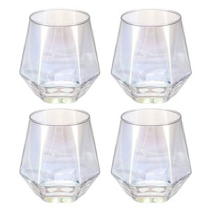 Unique Bargains Stemless Geometric Design Diamond Whiskey Glasses 4 Pcs - 1 of 4