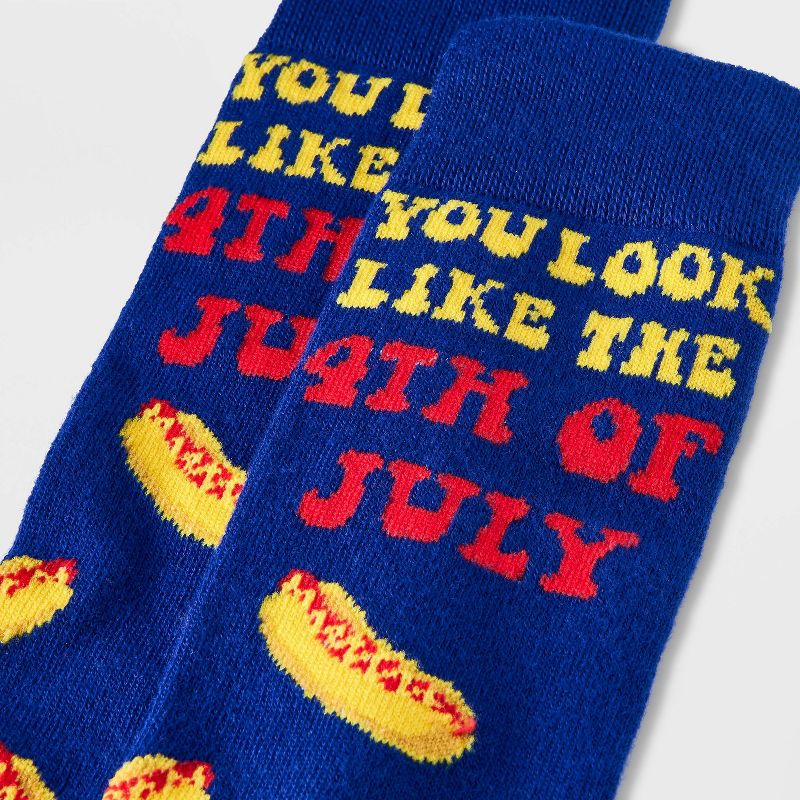 Women&#39;s &#34;You Look Like the 4th of July&#34; Hot Dog Knee High Socks - Blue 4-10, 3 of 4