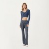 Anna-Kaci Active Women's Long Sleeve Cropped Button Front Top with Square Neckline and Fitted Silhouette - 3 of 4