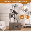 2-in-1 Cat Tower with Multiple Platforms, 66.9in Tall Hidden Washroom Litter Box Enclosure with Cat Tree, Wooden Cat Condo with Scratching Post, Gray - 3 of 4