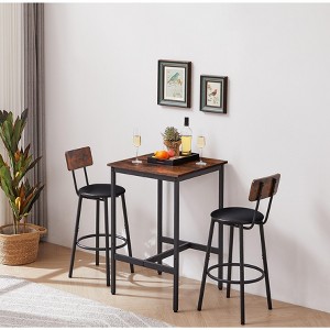 23.62'' Bar Table Set with 2 Bar stools PU Soft seat with backrest, Grey, 23.62'' W x 23.62'' D x 35.43'' H(Grey) - 1 of 4