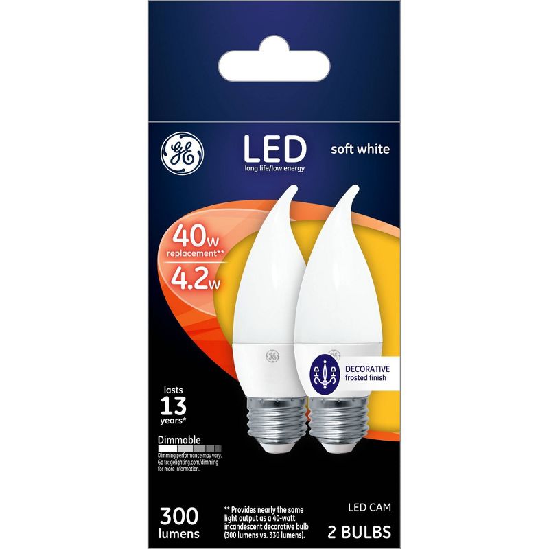 GE 2pk 40W CAM LED Light Bulbs White, 1 of 4