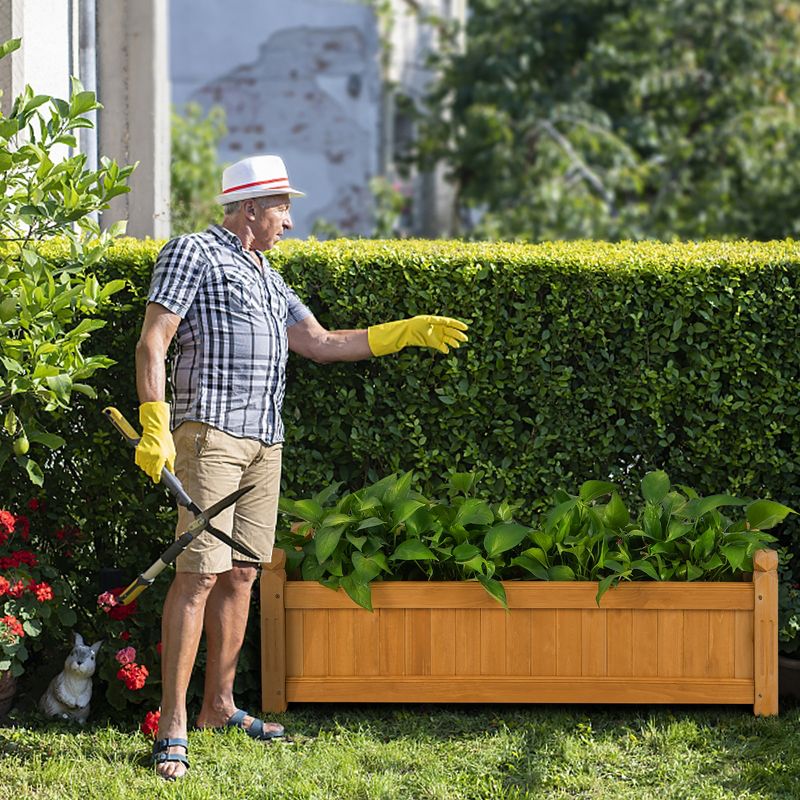 Costway Wooden Rectangular Planter Box Raised Garden Bed for Plants with 4 Corner Drainage, 3 of 11